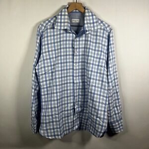 Sebastien James Collection Top Men XL Check Button Down Shirt Long Sleeve Luxury